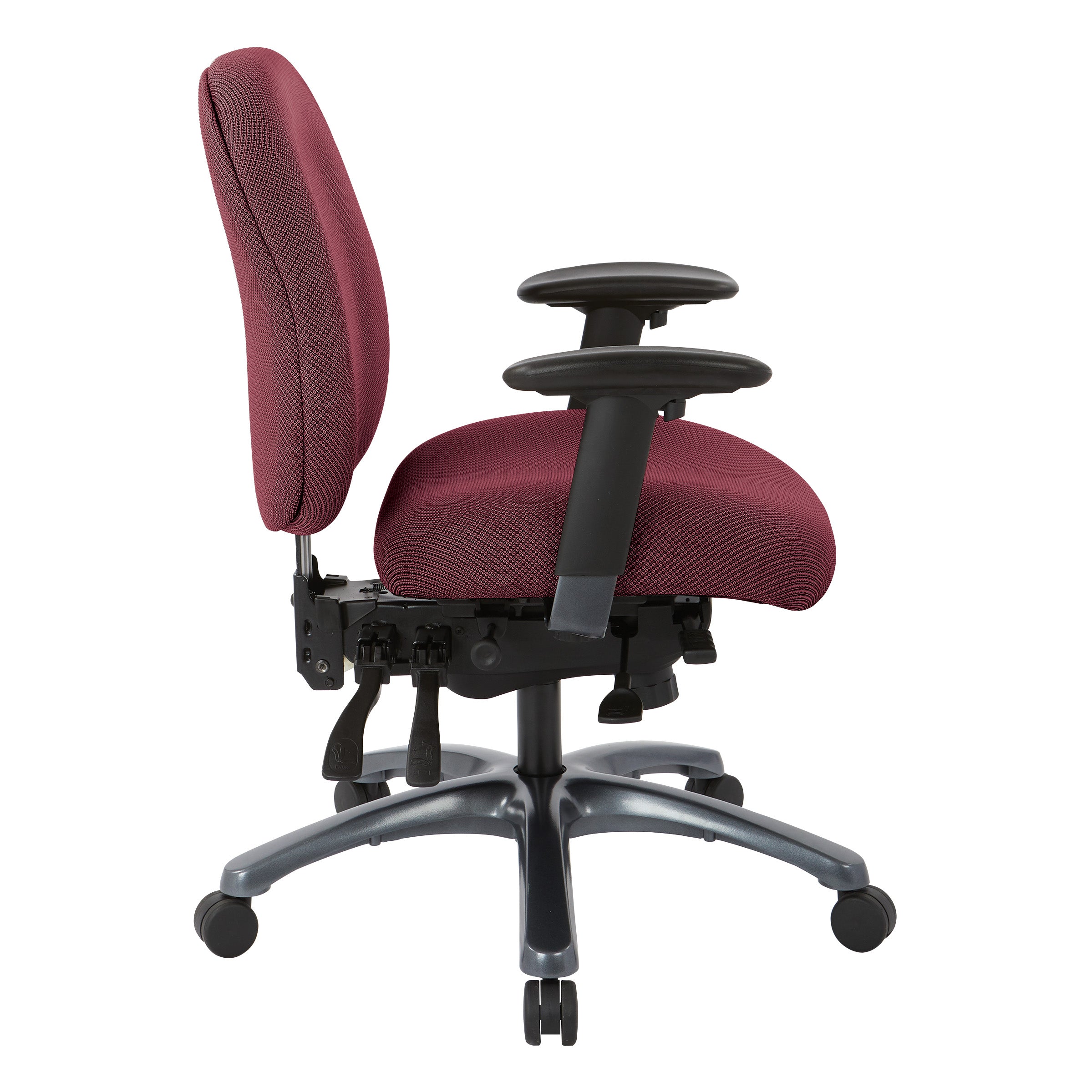 Multi-Function Mid Back Chair with Seat Slider and Titanium Finish Base